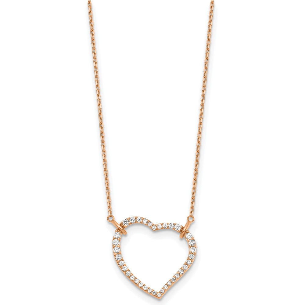 14K Rose Gold True Origin 3/4 Carat Lab Grown Diamond Vs Def 18 Inch Open Heart Pendant Necklace