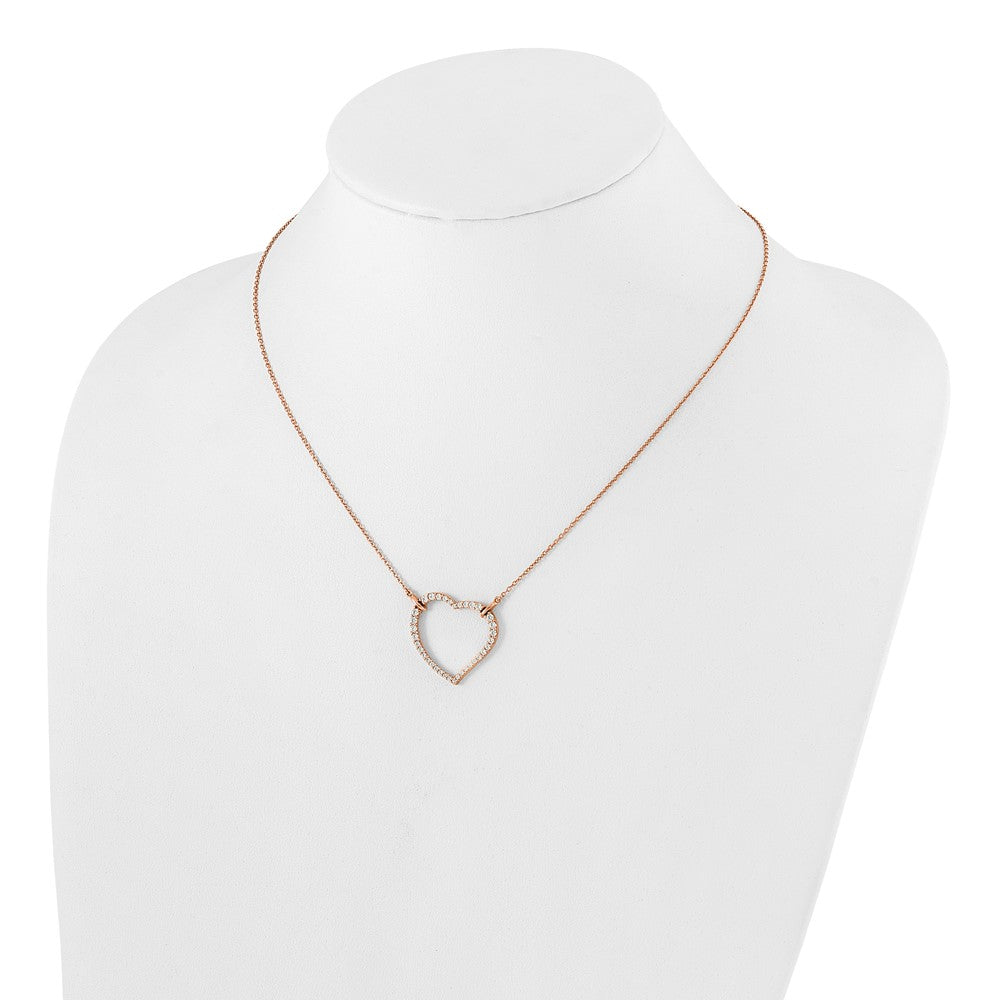 14K Rose Gold True Origin 3/4 Carat Lab Grown Diamond Vs Def 18 Inch Open Heart Pendant Necklace