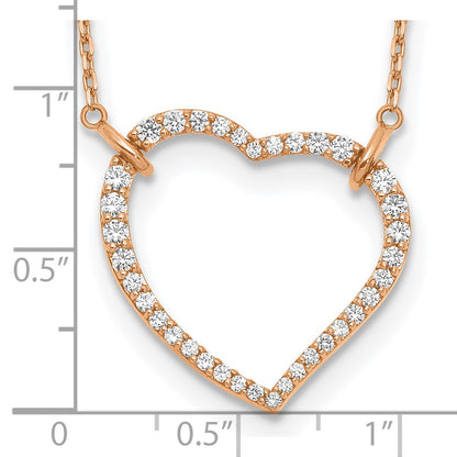 14K Rose Gold True Origin 3/4 Carat Lab Grown Diamond Vs Def 18 Inch Open Heart Pendant Necklace