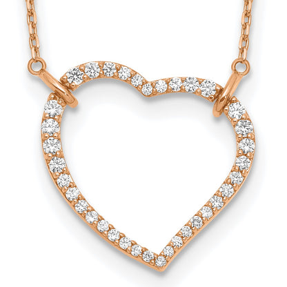 14K Rose Gold True Origin 3/4 Carat Lab Grown Diamond Vs Def 18 Inch Open Heart Pendant Necklace