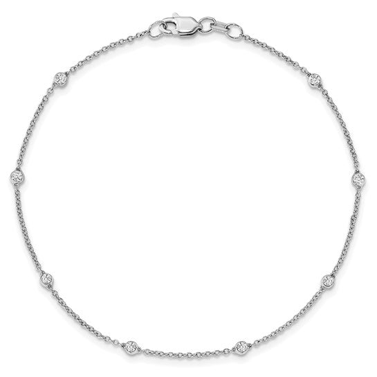 14K Yellow White or Rose Gold 1/4 Ct. Lab Grown Diamond VS/SI D E F 7 Tennis Stations Anklet