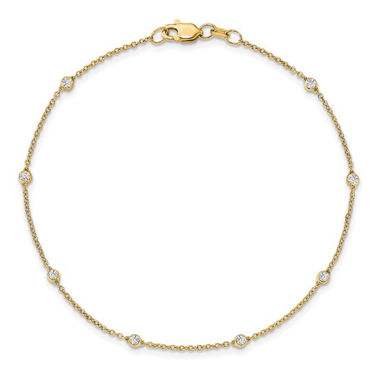 14K Yellow White or Rose Gold 1/4 Ct. Lab Grown Diamond VS/SI D E F 7 Tennis Stations Anklet