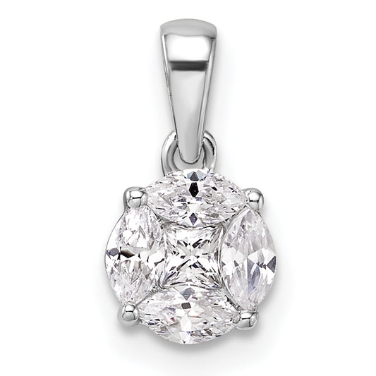 14k White Gold 1/2 Ct. Lab Grown Diamond VS/SI+ G+ Round and Marquise Pendant