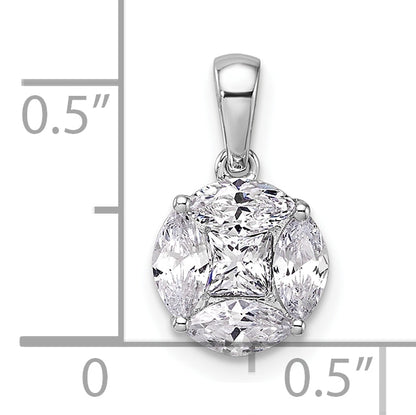 14k White Gold 1 Ct. Lab Grown Diamond VS/SI+ G+ Round and Marquise Pendant