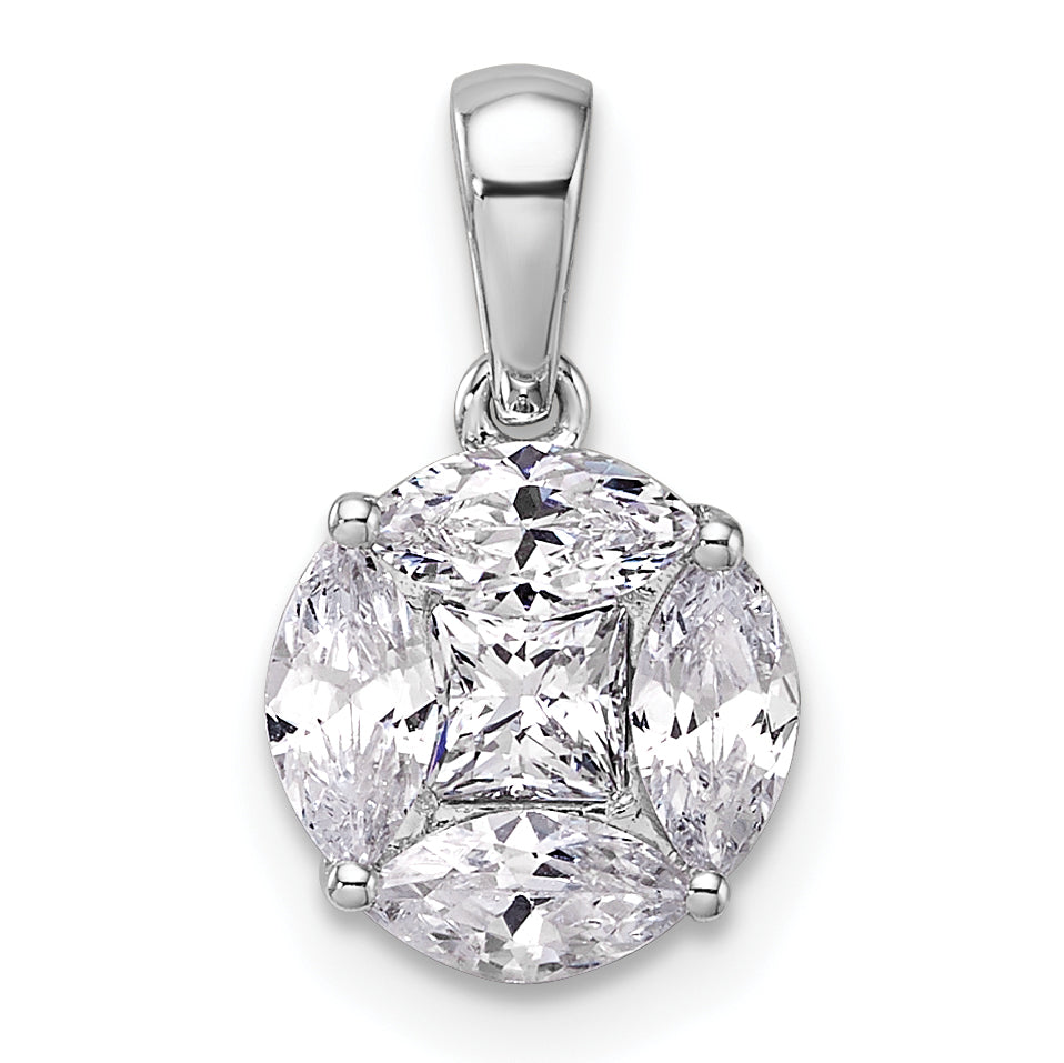 14k White Gold 1 Ct. Lab Grown Diamond VS/SI+ G+ Round and Marquise Pendant