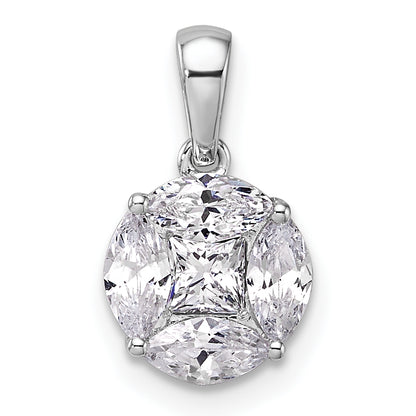 14k White Gold 1 Ct. Lab Grown Diamond VS/SI+ G+ Round and Marquise Pendant