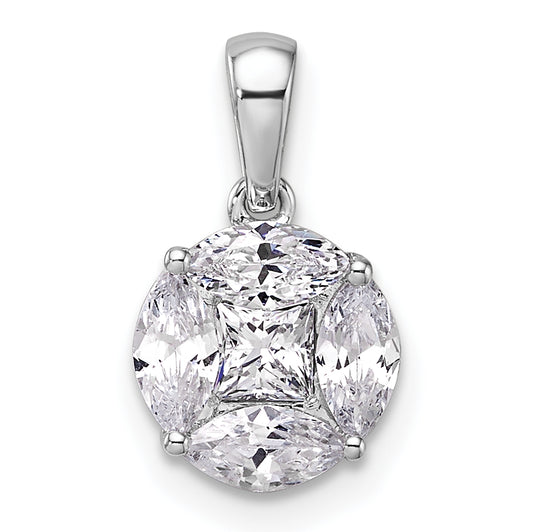 14k White Gold 1 Ct. Lab Grown Diamond VS/SI+ G+ Round and Marquise Pendant