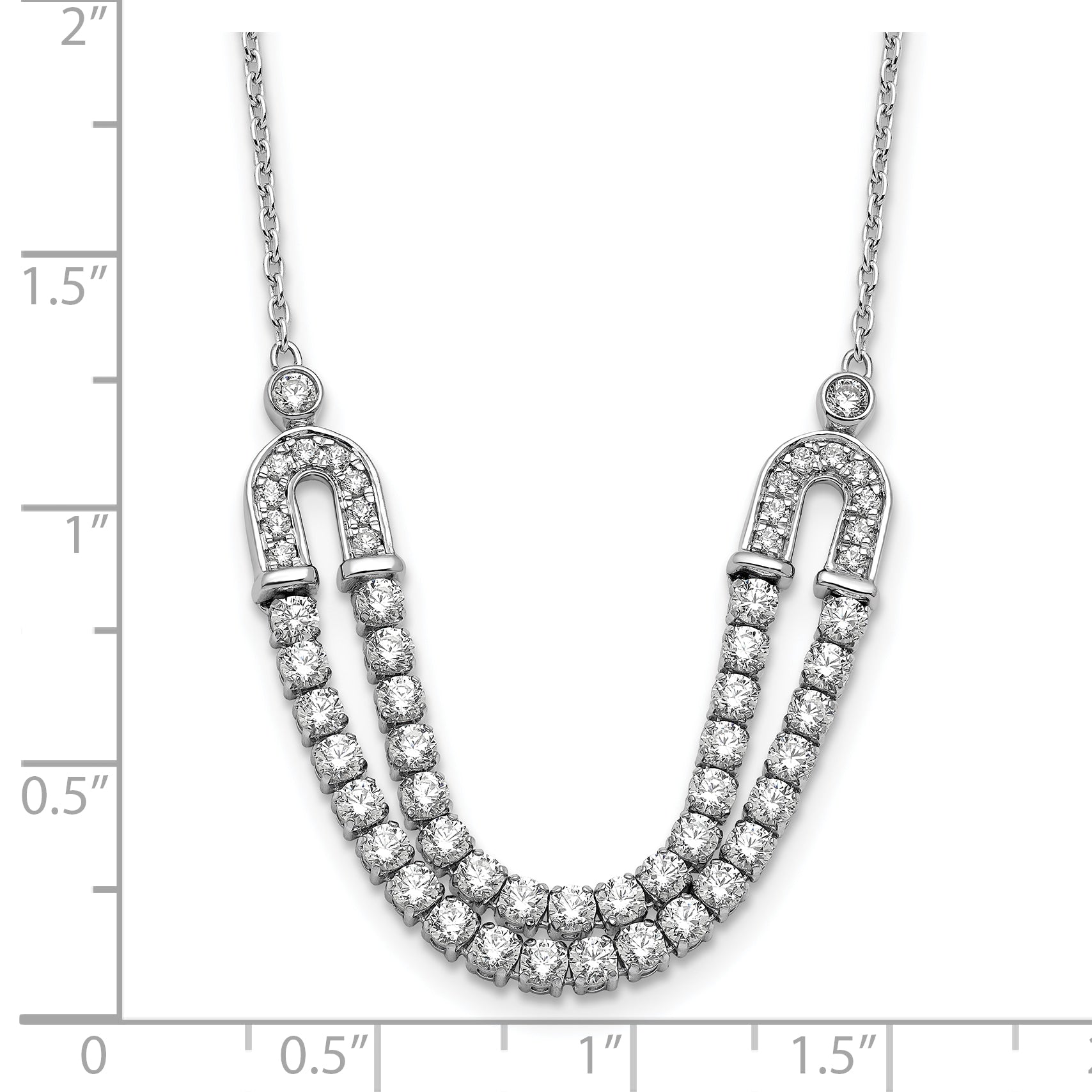 14K White Gold Lab Grown VS/SI+ G+ Diamond U Layered Stone Necklace