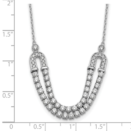14K White Gold Lab Grown VS/SI+ G+ Diamond U Layered Stone Necklace