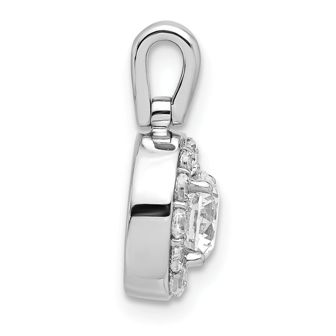 14k White Gold 1 Ct. Lab Grown Diamond VS/SI+ G+ Round Halo Pendant