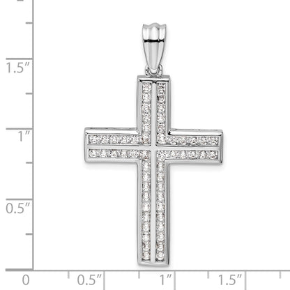 14k White Gold 1 Ct. Lab Grown Diamond VS/SI+ G+ Double Cross Pendant