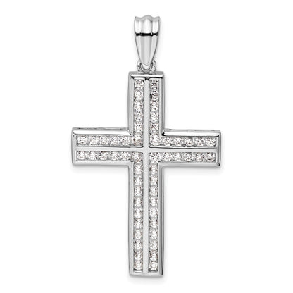 14k White Gold 1 Ct. Lab Grown Diamond VS/SI+ G+ Double Cross Pendant