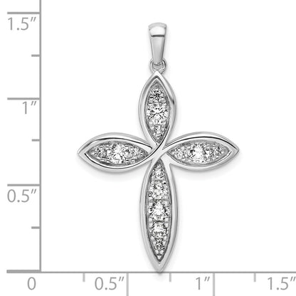 14k White Gold 3/4 Ct. Lab Grown Diamond VS/SI+ G+ Cross Pendant