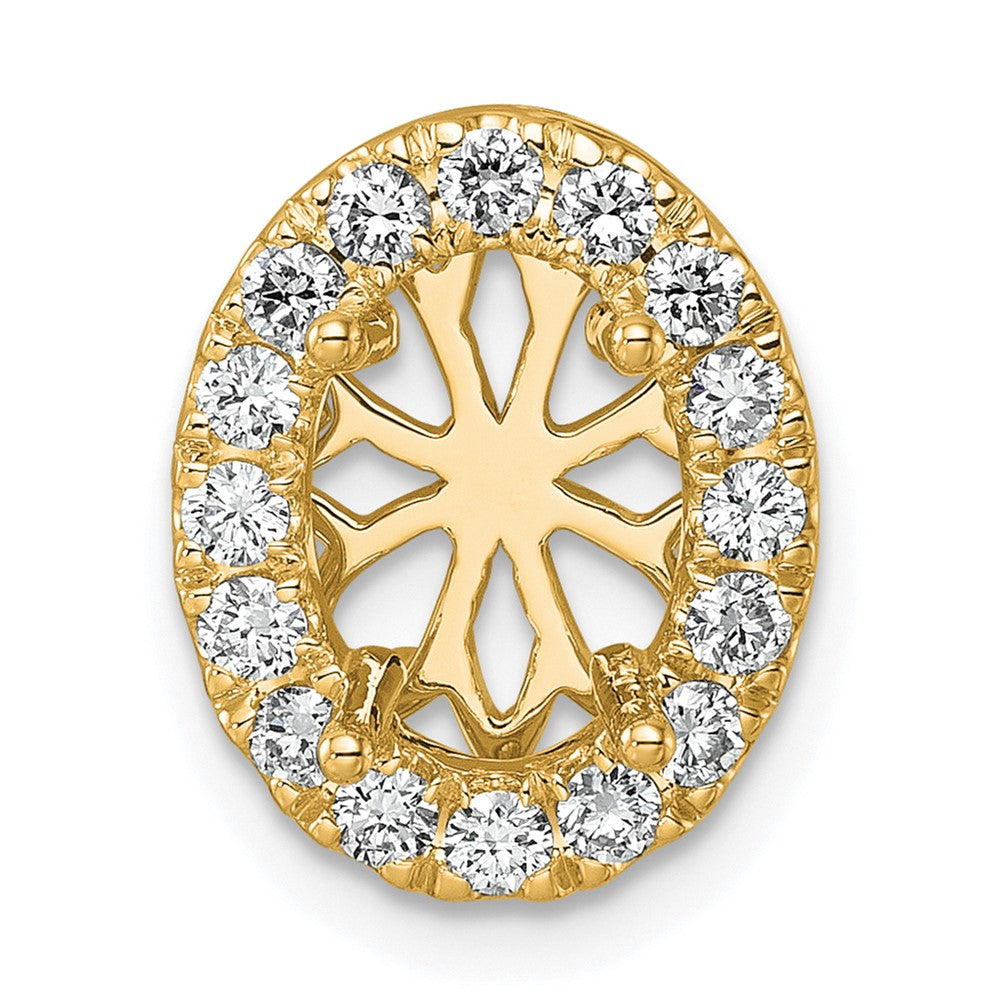 14k Yellow Gold 1/2 Ct. Lab Grown Diamond VS/SI+ G+ Semi Mount Halo Chain Slide Pendant