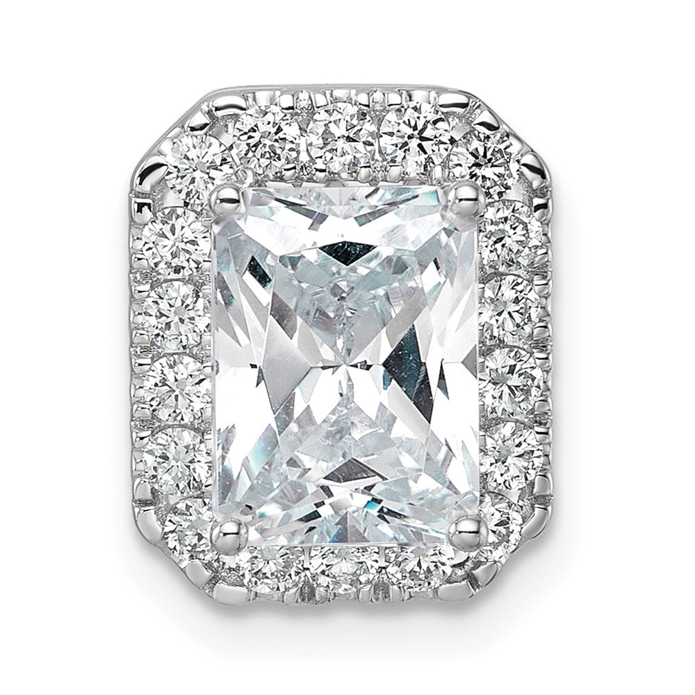 14k White Gold 2 1/2 Ct. Lab Grown Diamond VS/SI+ G+ Radiant Halo Chain Slide Pendant