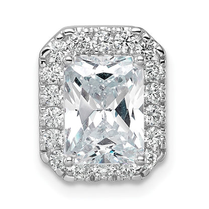 14k White Gold 2 1/2 Ct. Lab Grown Diamond VS/SI+ G+ Radiant Halo Chain Slide Pendant