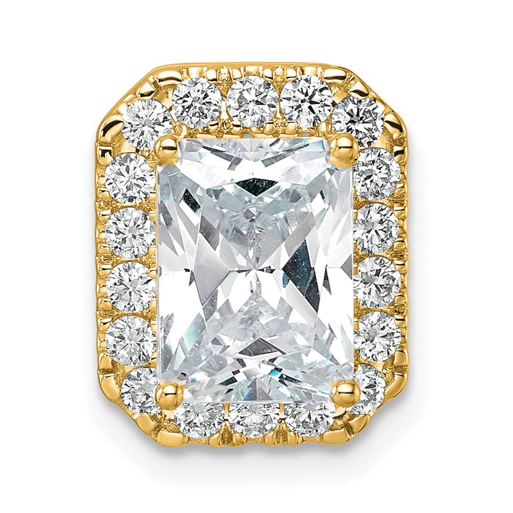 14k Yellow Gold 1/2 Ct. Lab Grown Diamond VS/SI+ G+ Semi Mount Halo Chain Slide Pendant