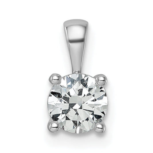 14K White Gold 3/4 Carat Certified Lab Grown Diamond Vs+ F+ Round Complete Four Prong Pendant
