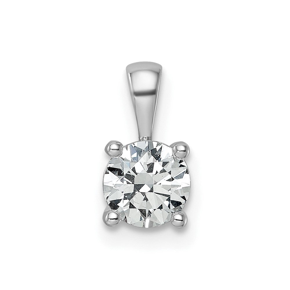 14k White Gold 3/4 Ct. Lab Grown Diamond VS/SI+ G+ Round Complete Four Prong Pendant