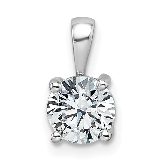 14k White Gold 1 Ct. Lab Grown Diamond VS/SI+ G+ Round Four Prong Pendant