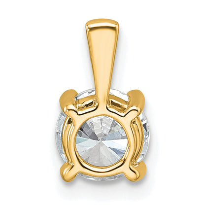 14K Yellow Gold 1 Carat Certified Lab Grown Diamond Vs+ F+ Round Complete Four Prong Pendant