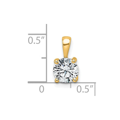 14k Yellow Gold 1 Ct. Certified Lab Grown Diamond VS/SI+ G+ Round Complete Four Prong Pendant