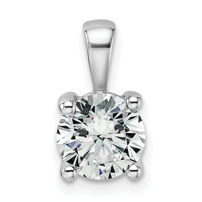14K White Gold 1 1/2 Carat Certified Lab Grown Diamond Vs+ F+ Round Complete Four Prong Pendant