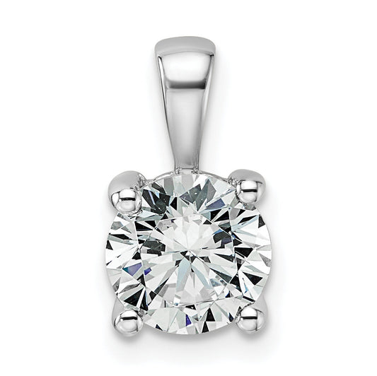 14K White Gold 1 1/2 Carat Certified Lab Grown Diamond Vs+ F+ Round Complete Four Prong Pendant