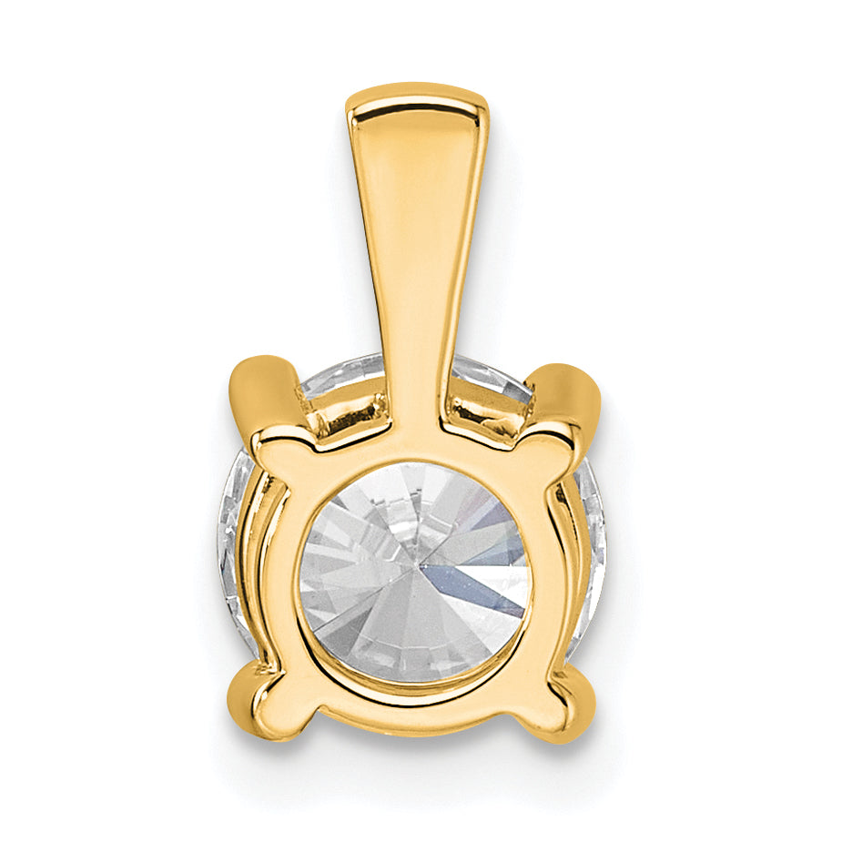 14K Yellow Gold 1 1/2 Carat Certified Lab Grown Diamond Vs+ F+ Round Complete Four Prong Pendant