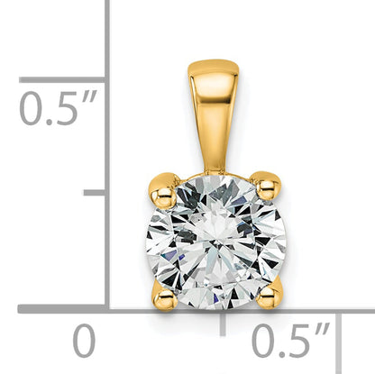 14K Yellow Gold 1 1/2 Carat Certified Lab Grown Diamond Vs+ F+ Round Complete Four Prong Pendant