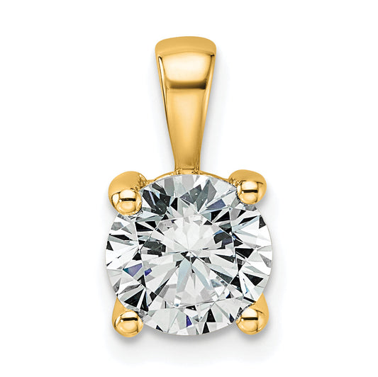 14K Yellow Gold 1 1/2 Carat Certified Lab Grown Diamond Vs+ F+ Round Complete Four Prong Pendant