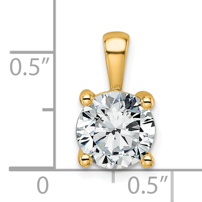 14k Yellow Gold 14k 2 carat Lab Grown Diamond VS+ F+ Round Complete Four Prong Pendant