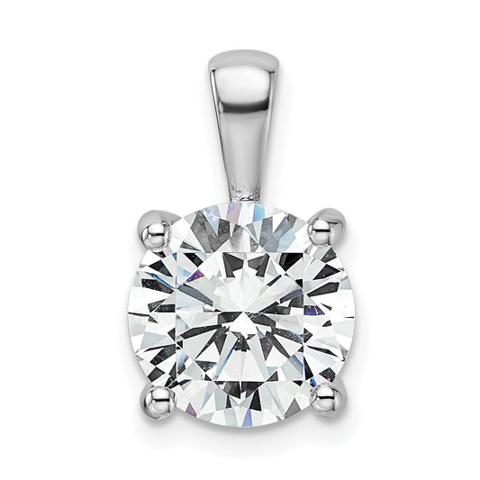 14K White Gold 4 Carat Certified Lab Grown Diamond Vs+ F+ Round Complete Four Prong Pendant