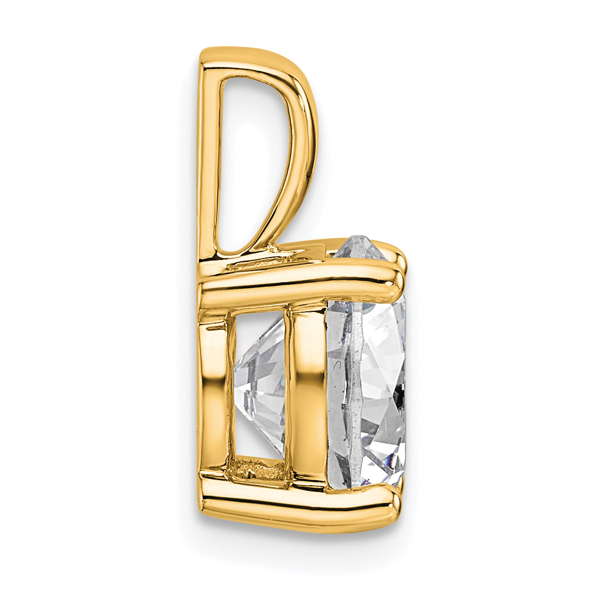 14K Yellow Gold 4 Carat Lab Grown Diamond Vs+ F+ Round Complete Four Prong Pendant