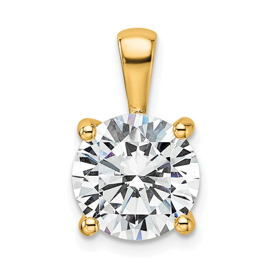 14K Yellow Gold 4 Carat Certified Lab Grown Diamond Vs+ F+ Round Complete Four Prong Pendant