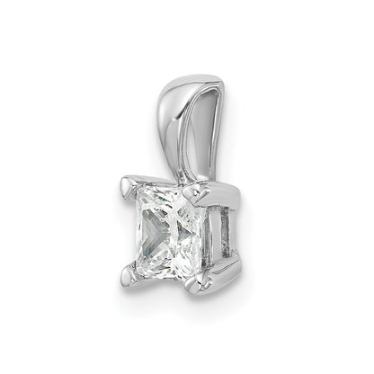 14k White Gold 1/2 Ct. Lab Grown Diamond VS/SI+ G+ Princess Complete Four Prong Pendant