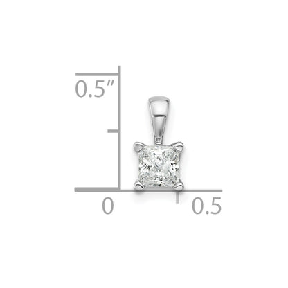 14k White Gold 1/2 Ct. Certified Lab Grown Diamond VS/SI+ G+ Princess Complete Four Prong Pendant