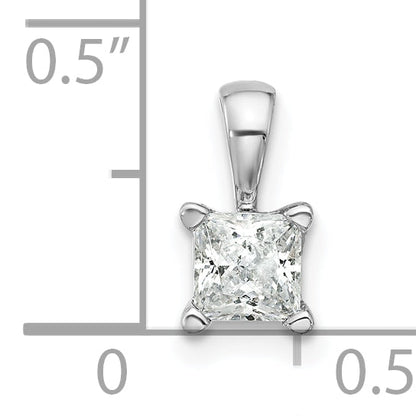 14K White Gold 1/2 Carat Certified Lab Grown Diamond Vs+ F+ Princess Complete Four Prong Pendant