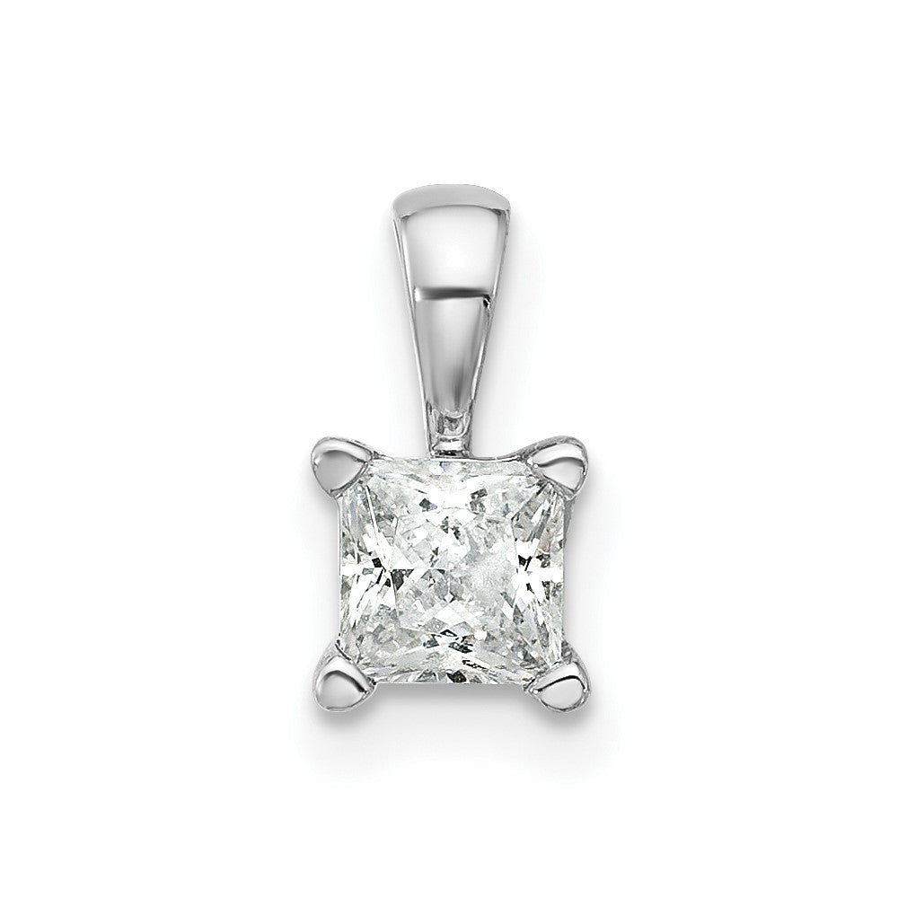 14k White Gold 1/2 Ct. Certified Lab Grown Diamond VS/SI+ G+ Princess Complete Four Prong Pendant
