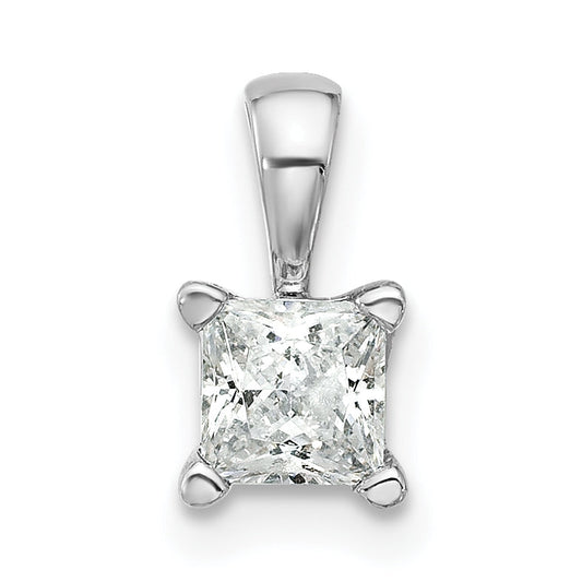 14K White Gold 1/2 Carat Certified Lab Grown Diamond Vs+ F+ Princess Complete Four Prong Pendant