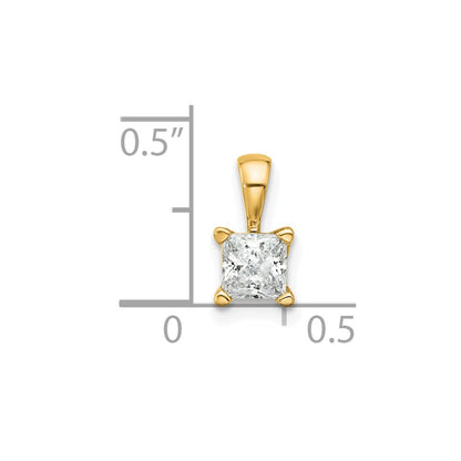14K Yellow Gold 1/2 Carat Certified Lab Grown Diamond Vs+ F+ Princess Complete Four Prong Pendant