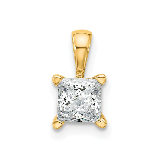 14k Yellow Gold 3/4 Ct. Certified Lab Grown Diamond VS/SI+ G+ Princess Complete Four Prong Pendant