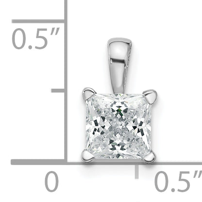 14k White Gold 1 Ct. Lab Grown Diamond VS/SI+ G+ Princess Four Prong Pendant