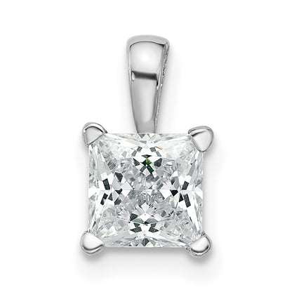 14k White Gold 1 Ct. Lab Grown Diamond VS/SI+ G+ Princess Four Prong Pendant