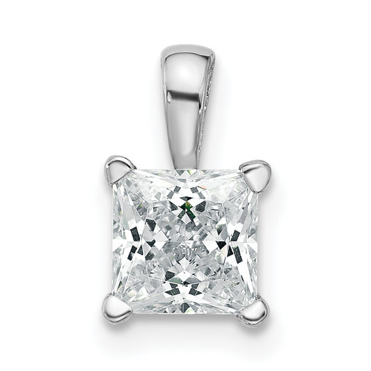 14k White Gold 1 Ct. Lab Grown Diamond VS/SI+ G+ Princess Four Prong Pendant