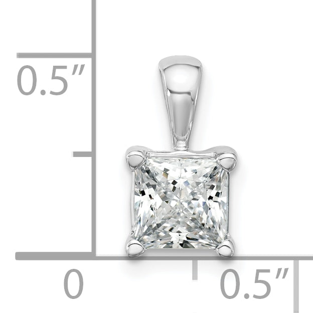 14k White Gold 1 1/2 Ct. Certified Lab Grown Diamond VS/SI+ G+ Princess Four Prong Pendant