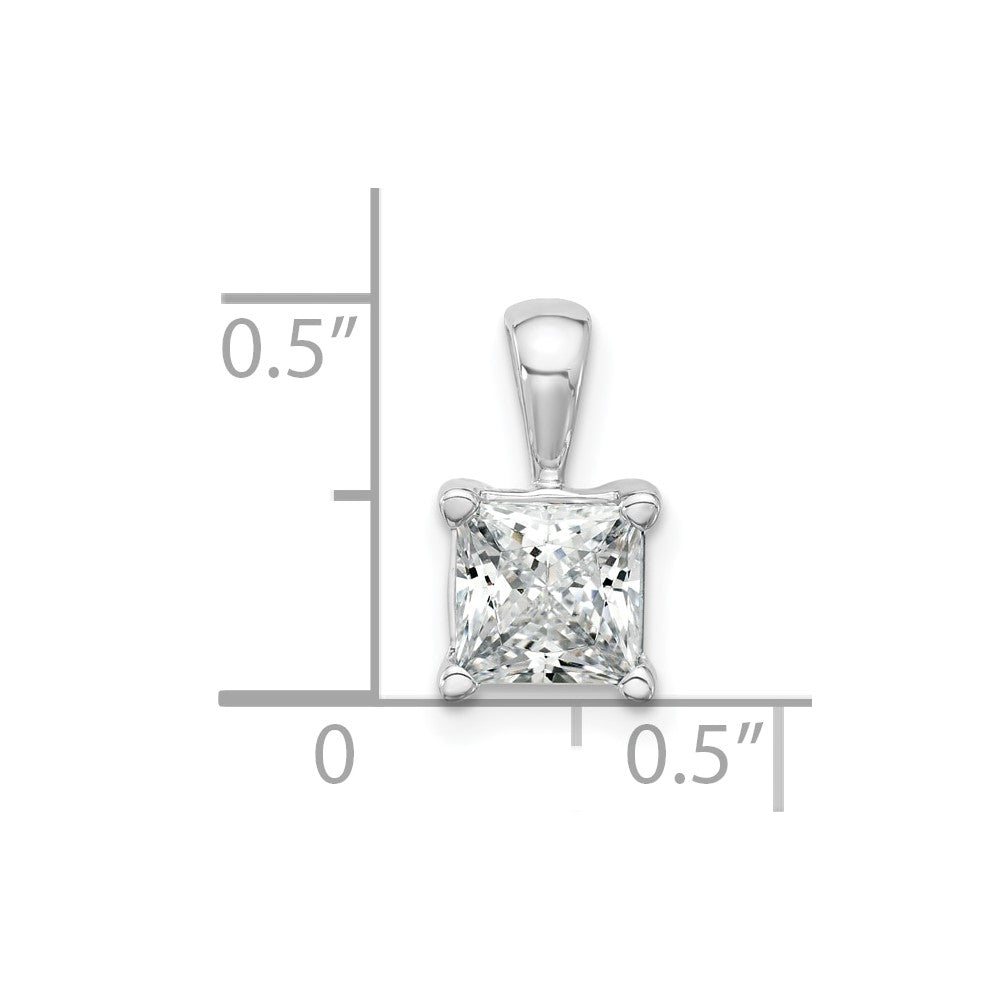14K White Gold 1 1/2 Carat Certified Lab Grown Diamond Vs+ F+ Princess Complete Four Prong Pendant