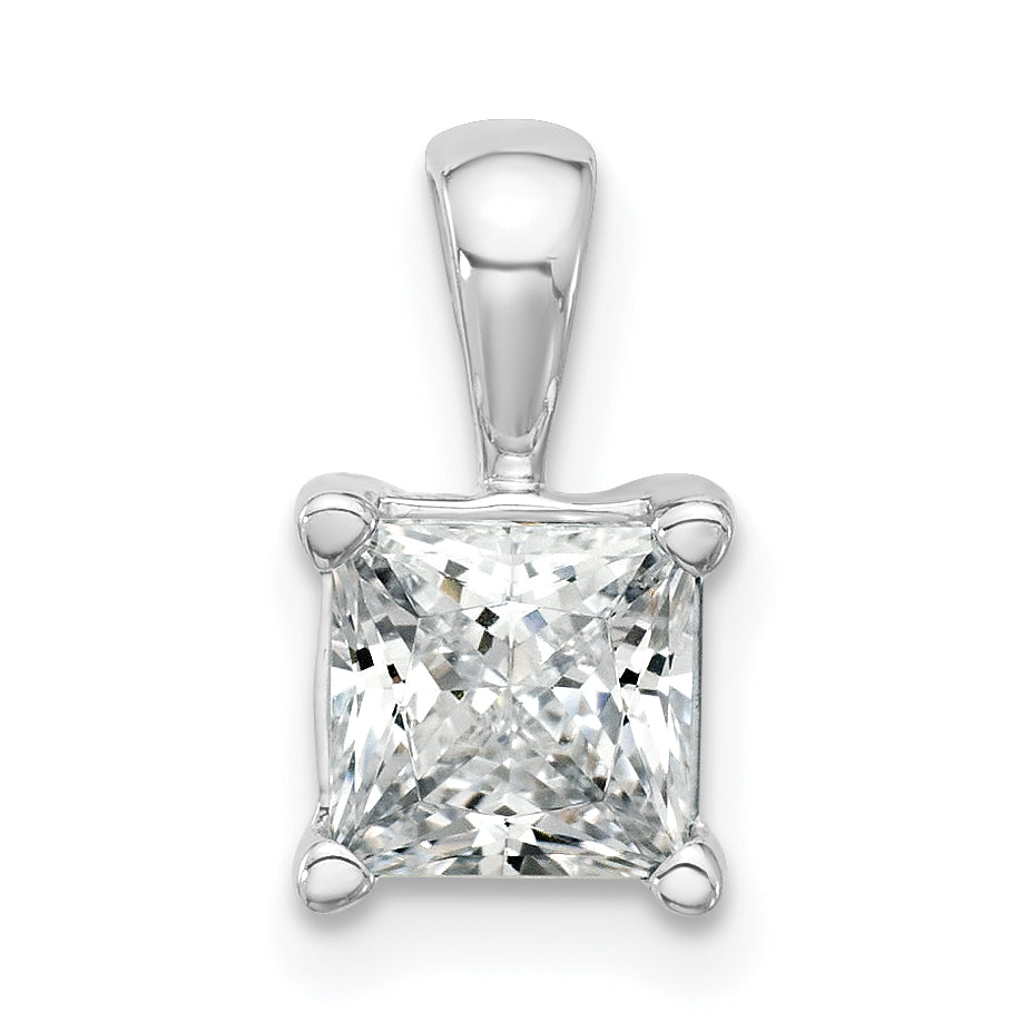 14k White Gold 1 1/2 Ct. Lab Grown Diamond VS/SI+ G+ Princess Four Prong Pendant