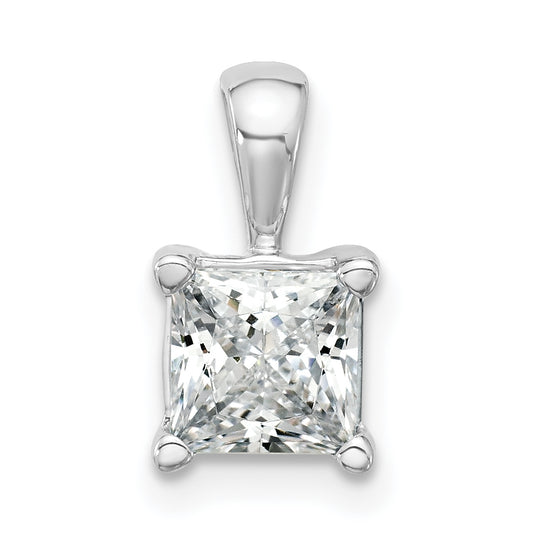 14k White Gold 1 1/2 Ct. Lab Grown Diamond VS/SI+ G+ Princess Four Prong Pendant