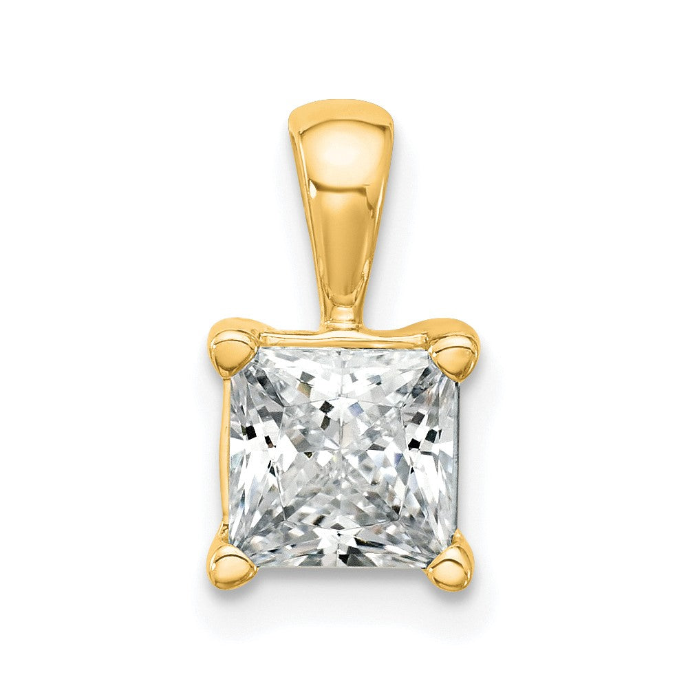 14k Yellow Gold 1 1/2 Ct. Certified Lab Grown Diamond VS/SI+ G+ Princess Complete Four Prong Pendant